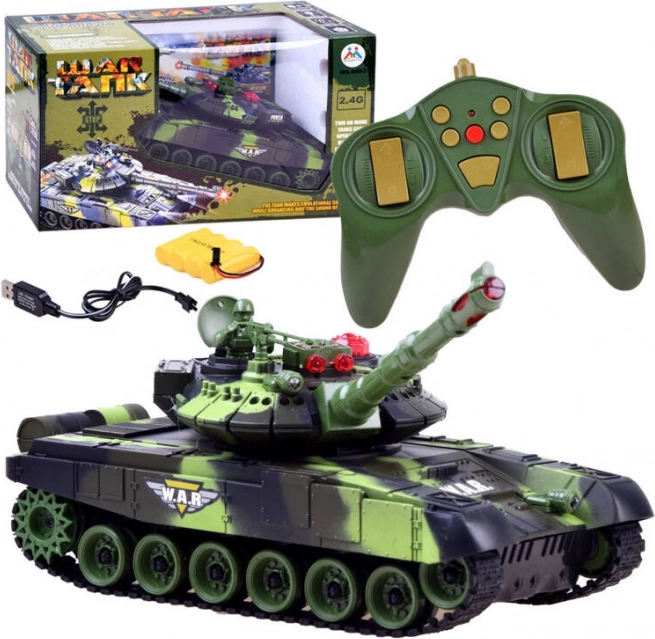RC-Panzer 2,4 GHz mit drehbarem Turm und Lichteffekten – Grün