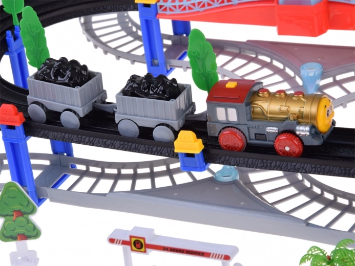 Lokomotive mit Waggons und realistischen Effekten