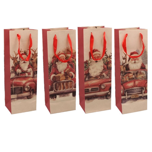 Weihnachtliche Geschenktasche für Wein mit Nikolaus-Motiv 36 × 12 × 10 cm