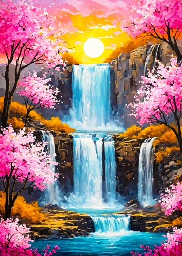 Enjoy Puzzle Kirschblüten-Wasserfall 1000 Teile