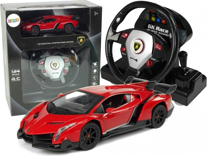 Ferngesteuerter Lamborghini Veneno Rot 2,4G Pilot Lenkrad Sound Lichter 1:24