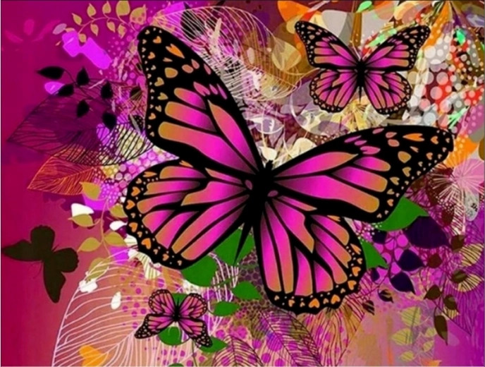 Diamant-Mosaik (Diamond Painting) Schmetterlinge in Rosa 40 × 30 cm