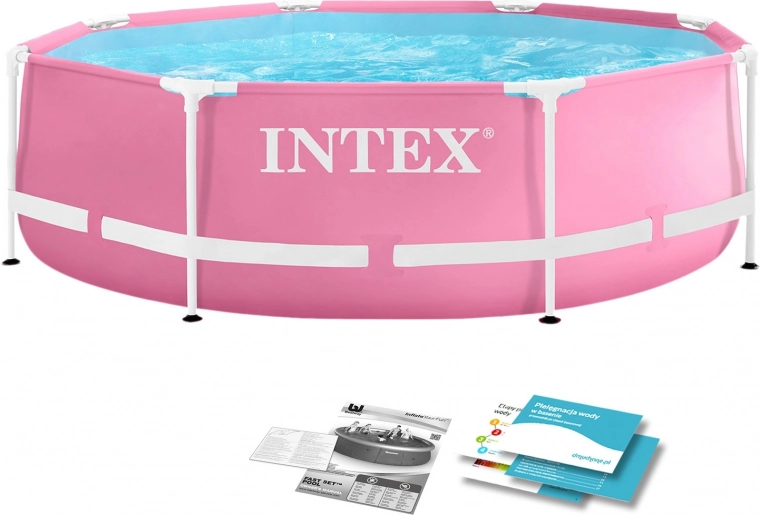 Runder Rahmenpool für Kinder 244 × 76 cm Pink Intex