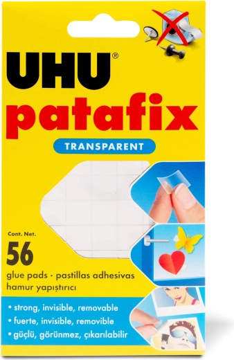 Patafix Invisible transparente doppelseitige Klebegummis, 56 Stück