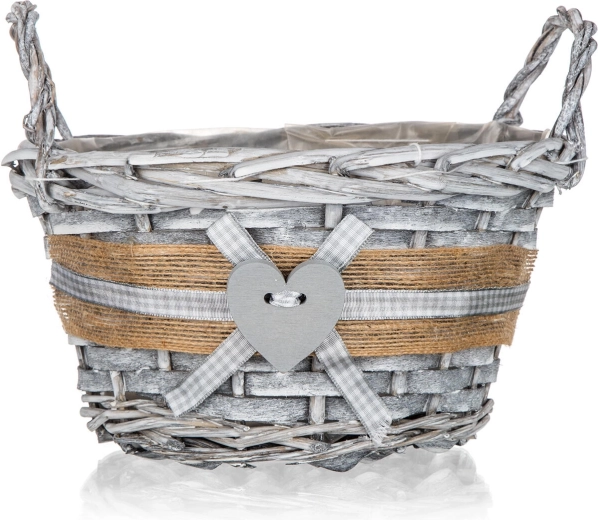 Rustikale Deko mit Herz und Schleife