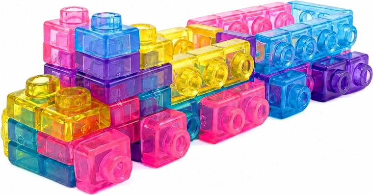 Transparente, kräftig bunte Teile