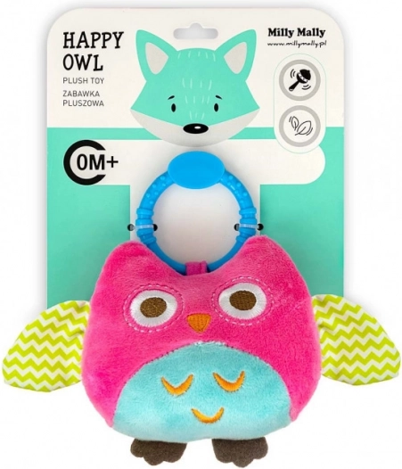 Hängende Plüsch-Eule Happy owl rosa