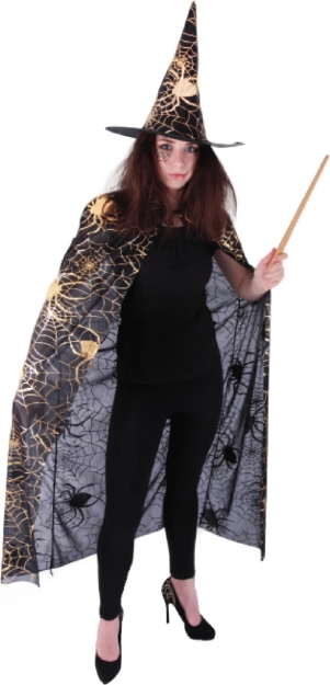 Hexenumhang und Hut mit Spinnennetz für Erwachsene