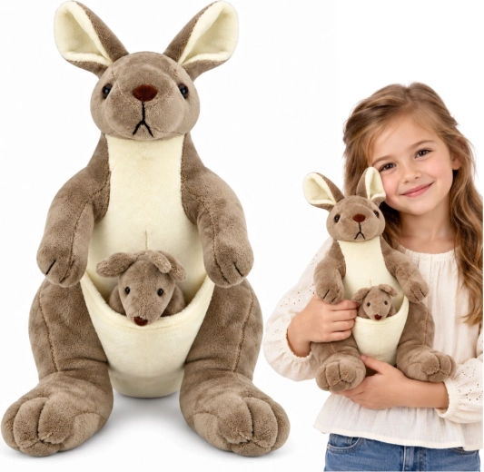 Plüsch-Känguru mit Jungtier 30 cm