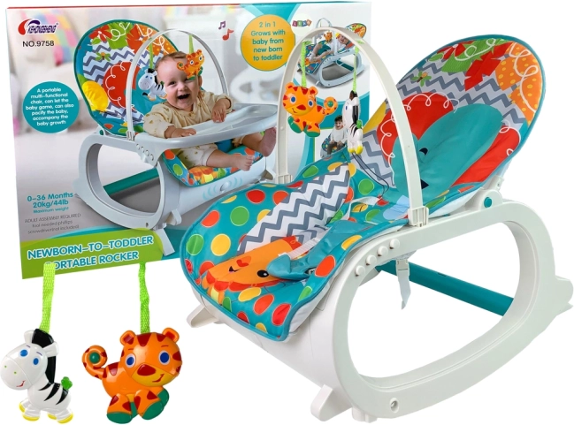 Babywippe und Liegesitz 2-in-1 mit Vibration und Musik – grün