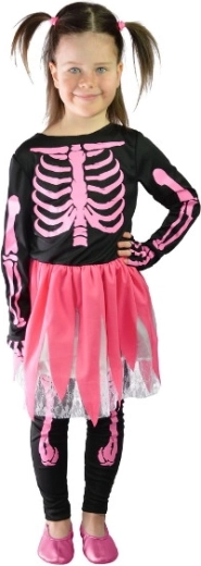 Kinderkostüm rosa Skelett L