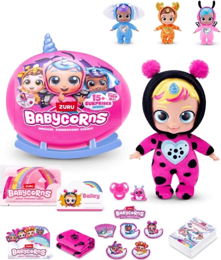 ZURU Rainbocorns Babycorns Serie 1 Baby mit Zubehör (15+ Überraschungen) – 1 Stück
