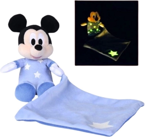 Plüsch-Schmusetuch Mickey Mouse leuchtet im Dunkeln