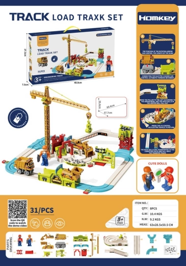 Kinderbaustelle mit Eisenbahn und Zubehör