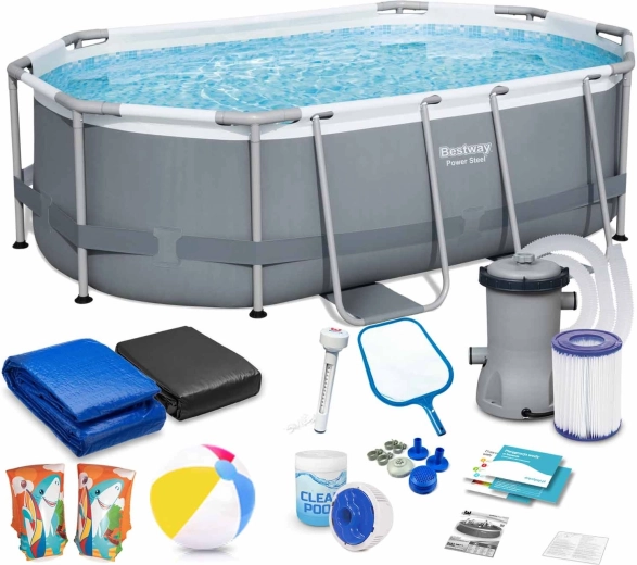 Gartenrahmenpool BESTWAY Power Steel 305 × 200 × 84 cm Set 17-in-1