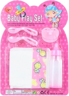 Puppenzubehör-Set mit Fläschchen, Windel und Schnuller