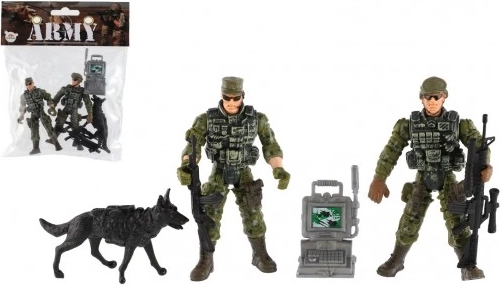 Set militärischer Figuren mit Hund und Zubehör