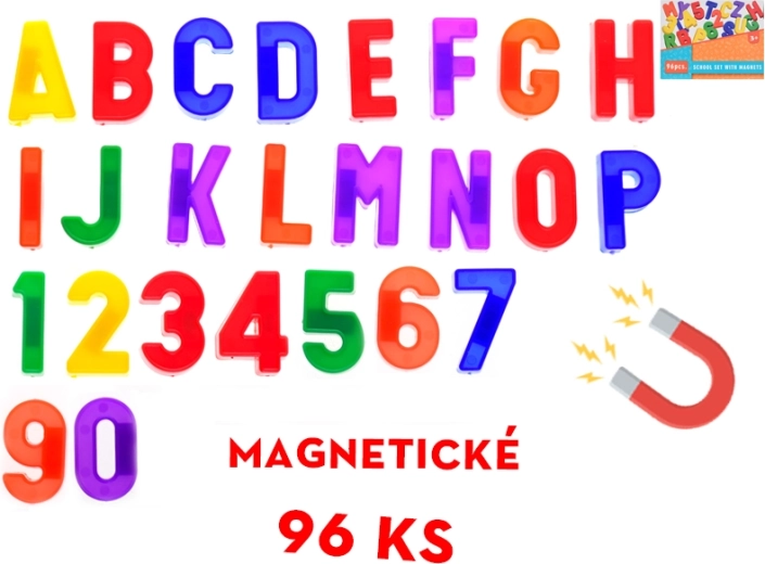 Set aus 96 magnetischen Buchstaben und Zahlen