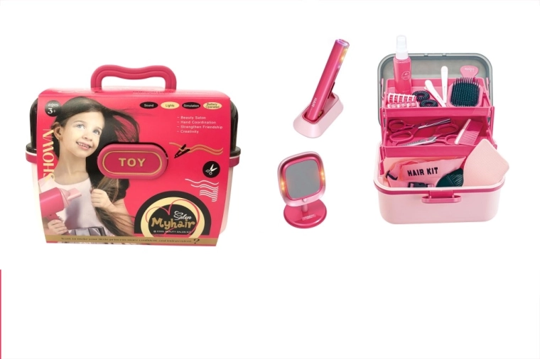 Kinder-Haarstudio mit Glätteisen und Spiegel