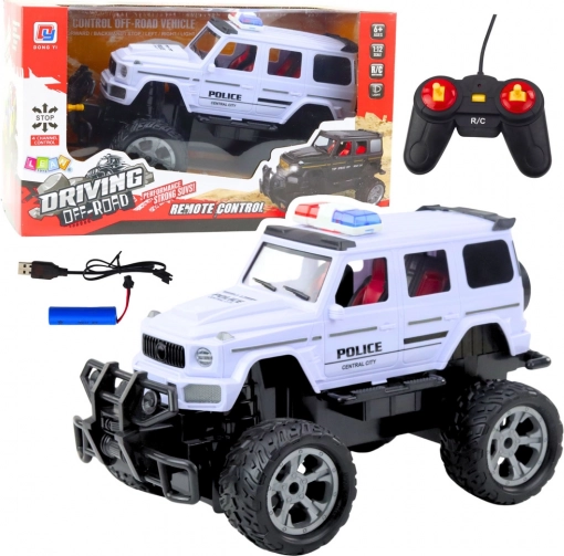 Ferngesteuertes Polizeigeländeauto RC 1:12 weiß