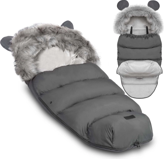 Winter-Fußsack für Kinderwagen und Schlitten Ricokids Elmi dunkelgrau