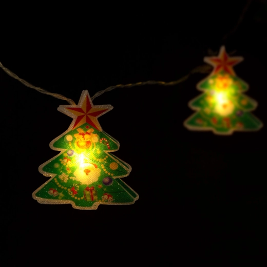 LED-Lichterkette mit Weihnachtsbäumchen, 10 LEDs, warmweiß