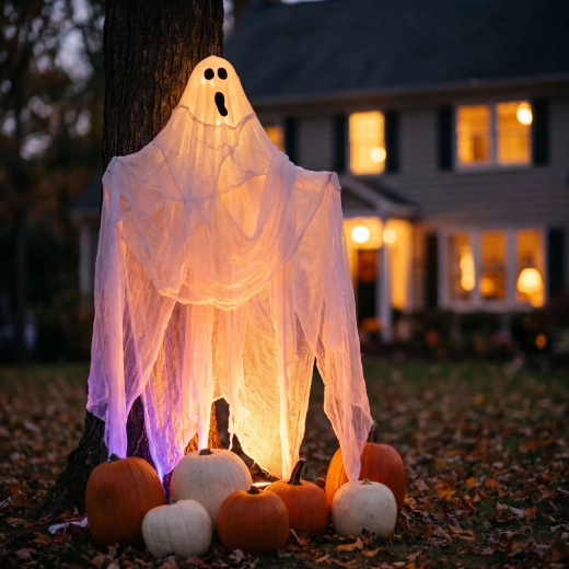 Halloween-Spuk-Dekostoff 2,15 × 1,52 m, weiß
