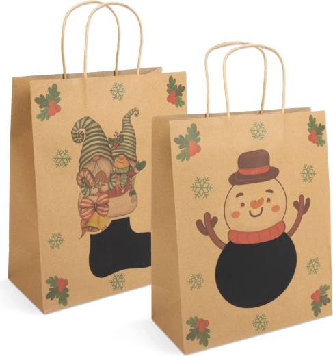 Kraft-Geschenktüte aus Papier für eine Flasche, 26,5 × 12,7 × 33 cm – 1 Stück