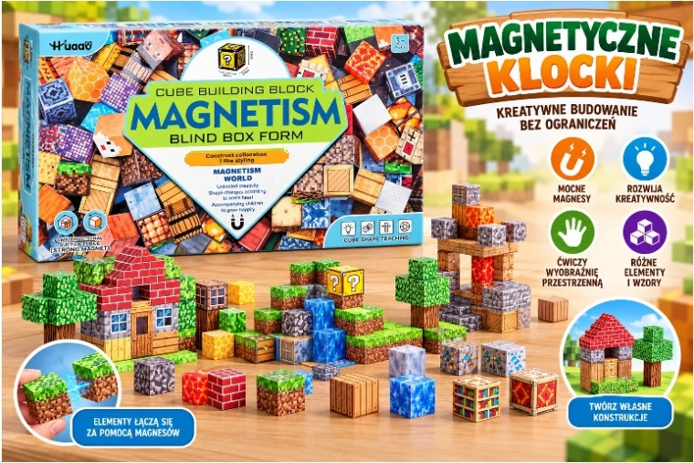 Magnetische Bausteine mit Pixelmotiven