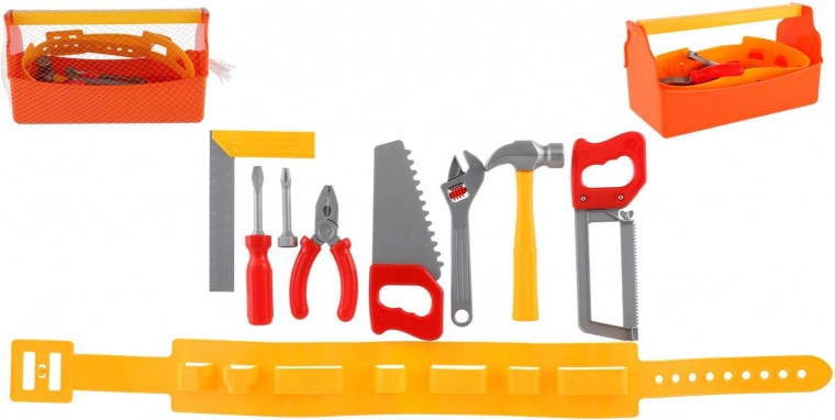 Kinderset mit Werkzeug in Kunststoffkiste mit Gürtel, 9 Teile