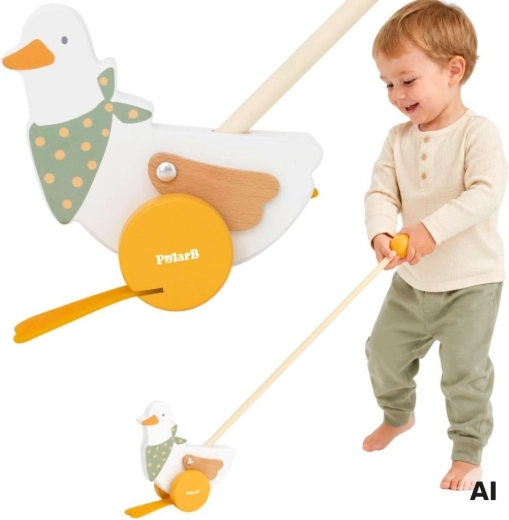 Viga PolarB Holz-Schiebehuhn am Stab für Kinder 12m+