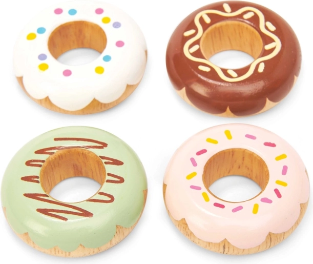 Set aus Holz-Donuts