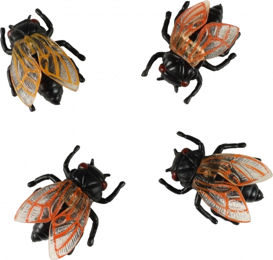 Dekorative Plastikfliegen für Halloween, 4 Stück