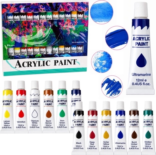 Set Acrylfarben 24 Farben, 12 ml
