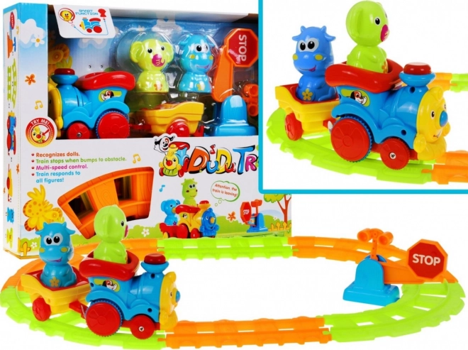 Buntes Spielzeug-Zugset Dudu Train für Kinder