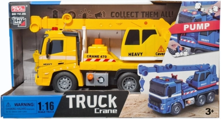 Bau-LKW mit drehbarem Kran, Licht und Sound – 1 Stück