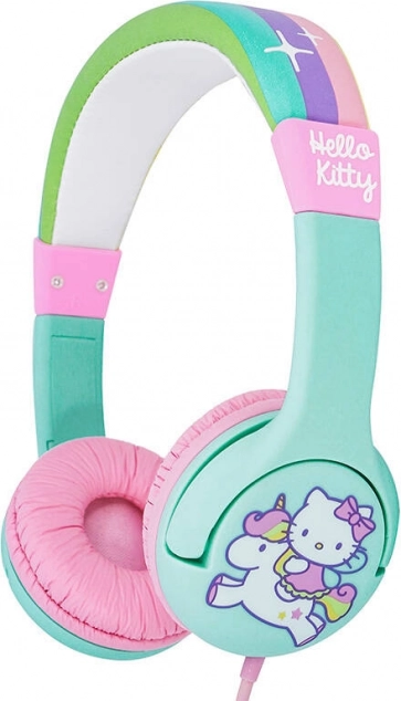 Drähte Kinderkopfhörer Hello Kitty Regenbogen (Türkis)