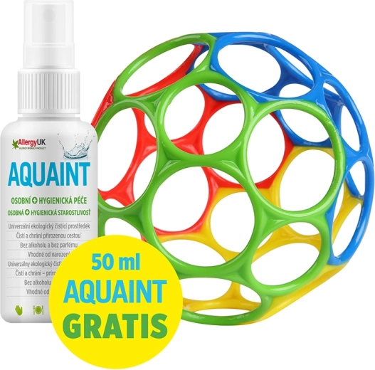 Oball Rattle Rassel 10 cm blau + Aquaint ökologische Reinigungslösung 50 ml