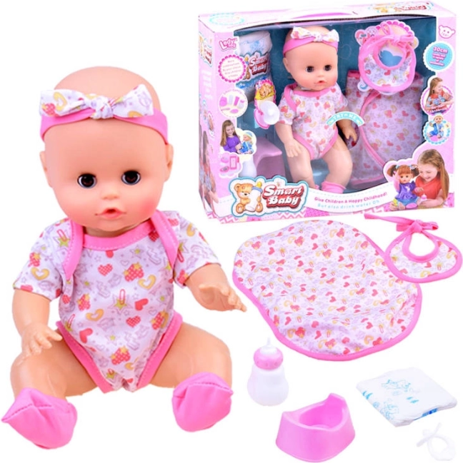 Interaktive Babypuppe trinkt und macht Pipi mit Geräuschen – Rosa