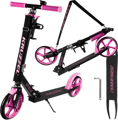 Städtischer, klappbarer Scooter mit großen 200‑mm‑Rädern und Fußbremse – Rosa