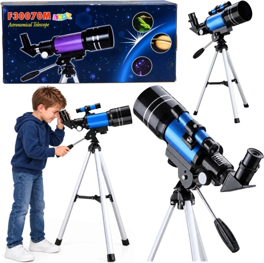 Kinder-Astronomie-Refraktorteleskop 70 mm mit Stativ und 150-facher Vergrößerung