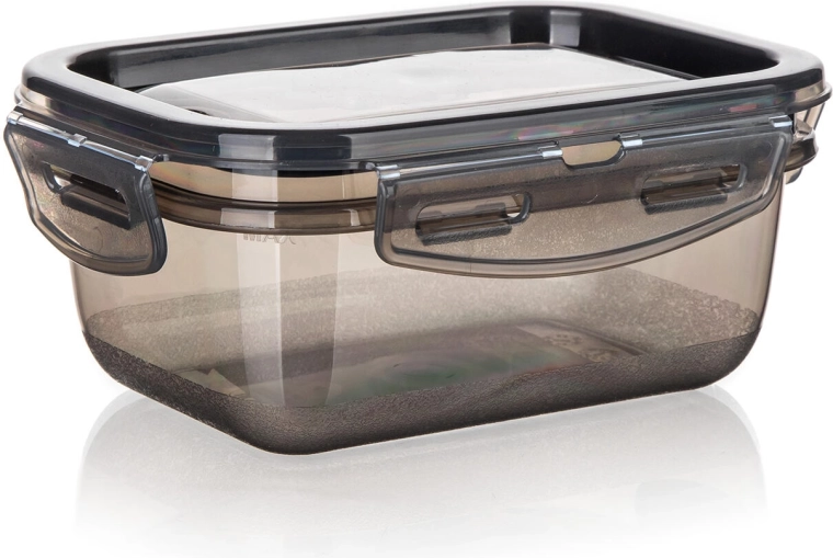 Dose CADENZA rechteckig 0,45 l mit Clip-Verschluss, rauchig transparenter Kunststoff