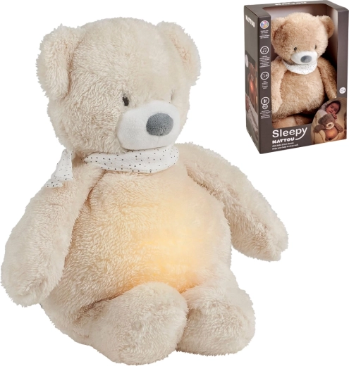 Nattou Plüsch-Musik-Einschlafhilfe mit Licht und Schreisensor Sleepy Bear beige
