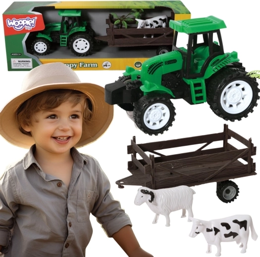 Woopie Bauernhoftraktor mit Anhänger und Tierfigur