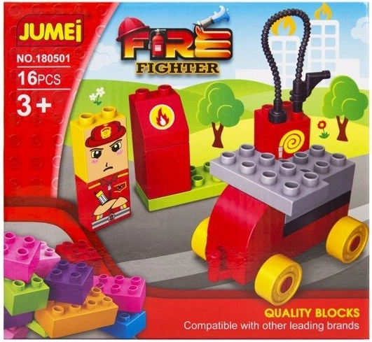 Bausteinset Jumei 3+ Feuerwehrstation 16 Teile 20 × 19 cm - 1 Stück