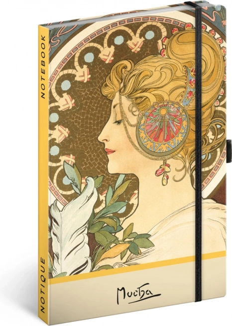 Notizbuch Alfons Mucha – Feder, gepunktet, 13 × 21 cm
