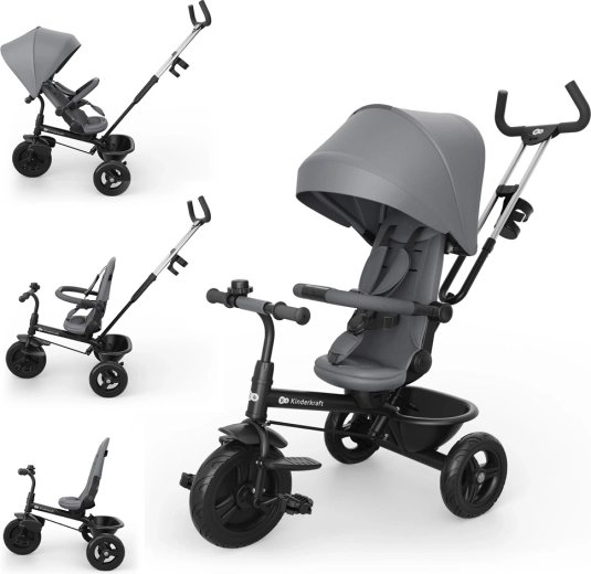 Kinderkraft Aston 2 Plus Dreirad 6-in-1 grau