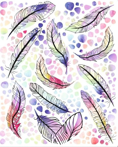 Bügelbilder Federn – Großes Bogenformat 20 × 30 cm