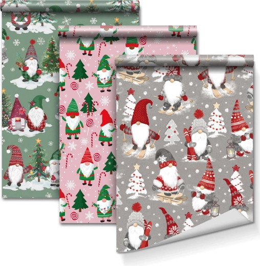 Geschenkpapier mit 3 Mustern, 70 × 150 cm