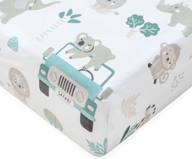 Baumwoll-Spannbettlaken für Kinderbett NEW BABY Safari II 120 × 60 cm